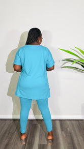 CUTTIE 2PC V-NECK LOUNGE SET (Aqua Blue)